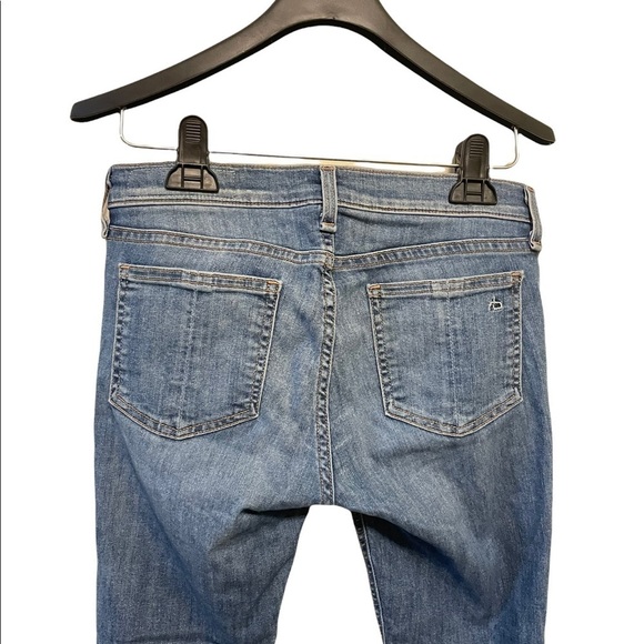 Rag & Bone Dale Medium Wash Raw Edge Release Hem Ankle Skinny Jeans - Picture 5 of 9